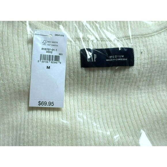 GAP Sweetheart Corset Long Sleeve Sweetheart Neckline Sweater Ivory Sz Large NEW - Picture 5 of 5